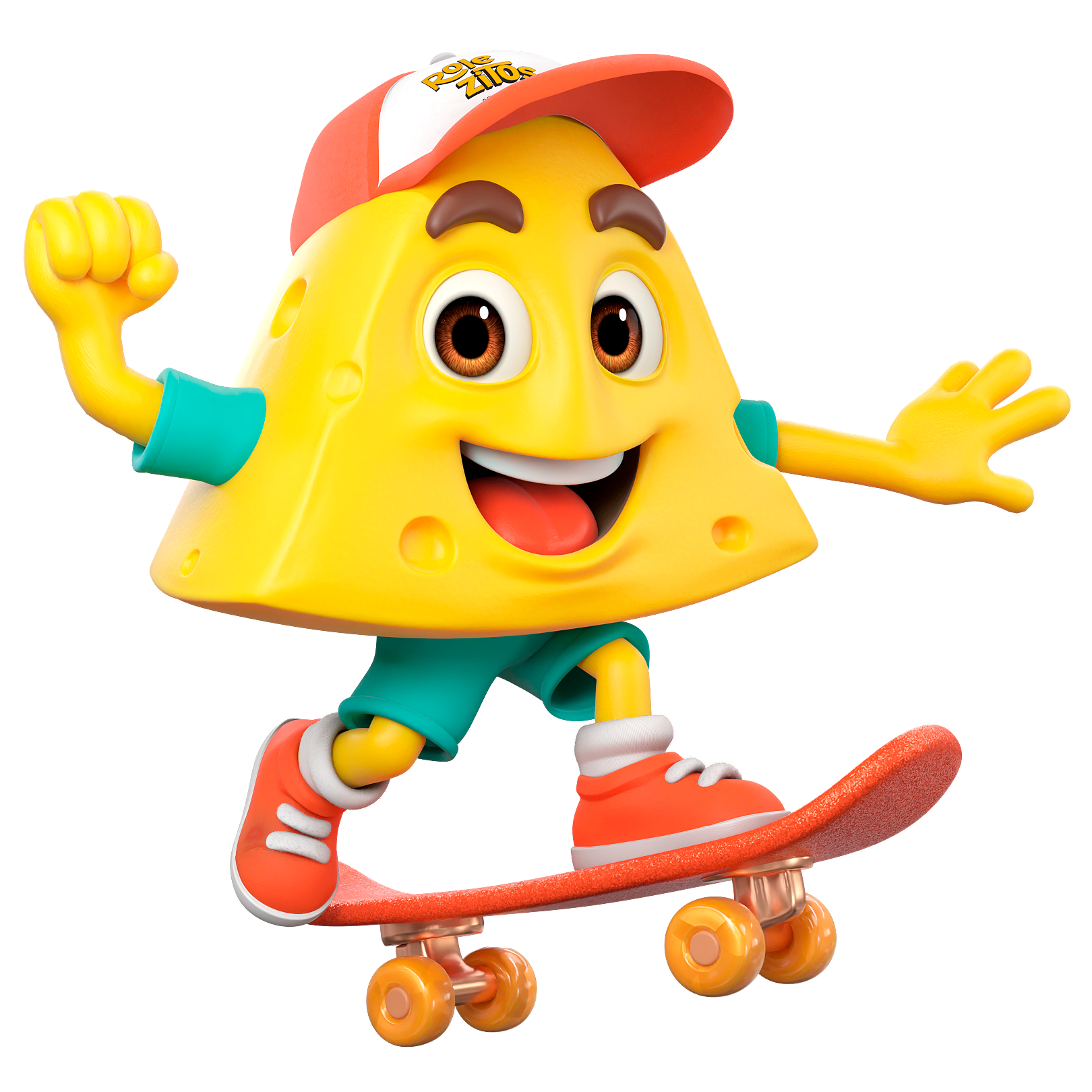 Mascote Skatito, personagem 3D em skate